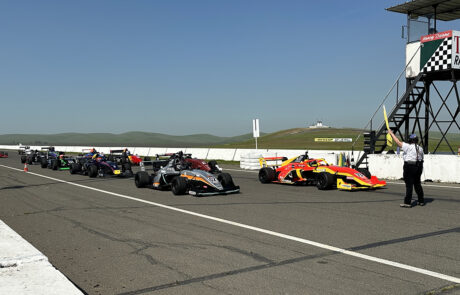 Formula race cars on track