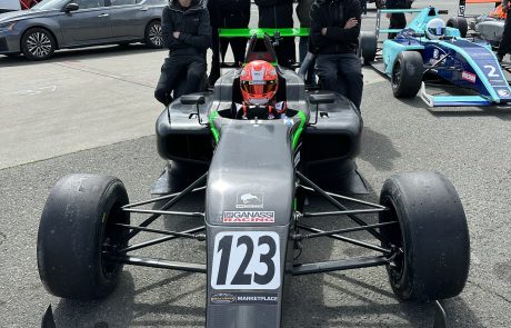 F4 race car with driver