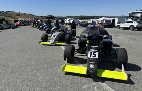 race cars lined up on track