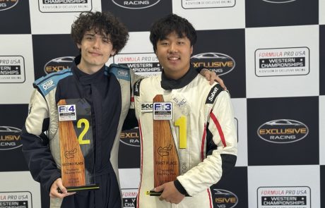 Racers with their trophies